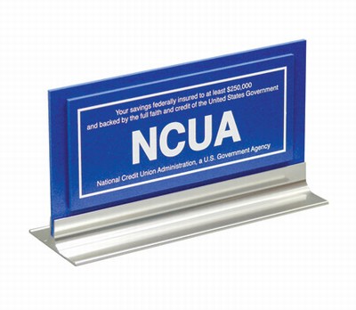 NCUA Counter Sign w/ Metal Base